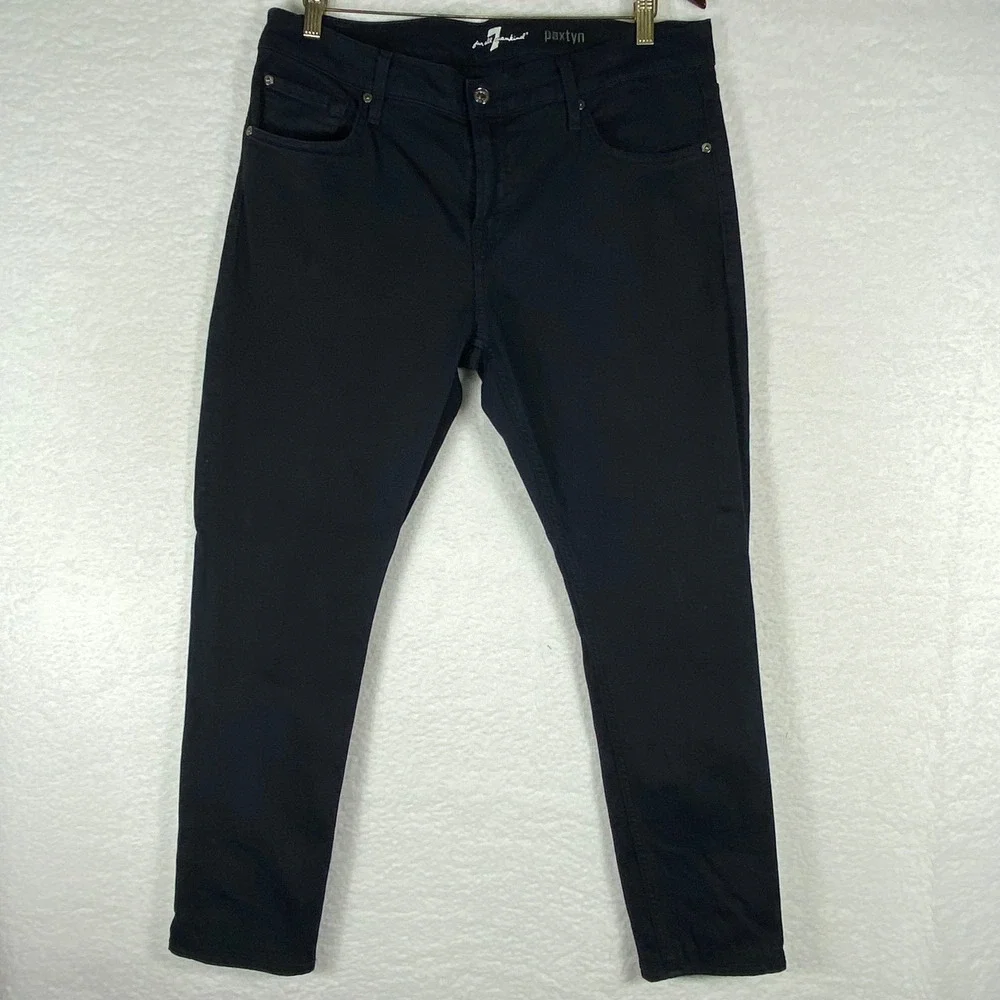 7 For All Mankind Paxtyn Black Skinny Jeans Size 34 Mens
